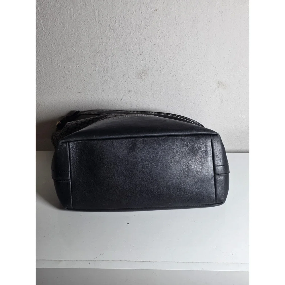 Vintage Coach F11666 Hobo Bucket Bag Shoulder Bag Black Gray Signature 14 In - Picture 6 of 8